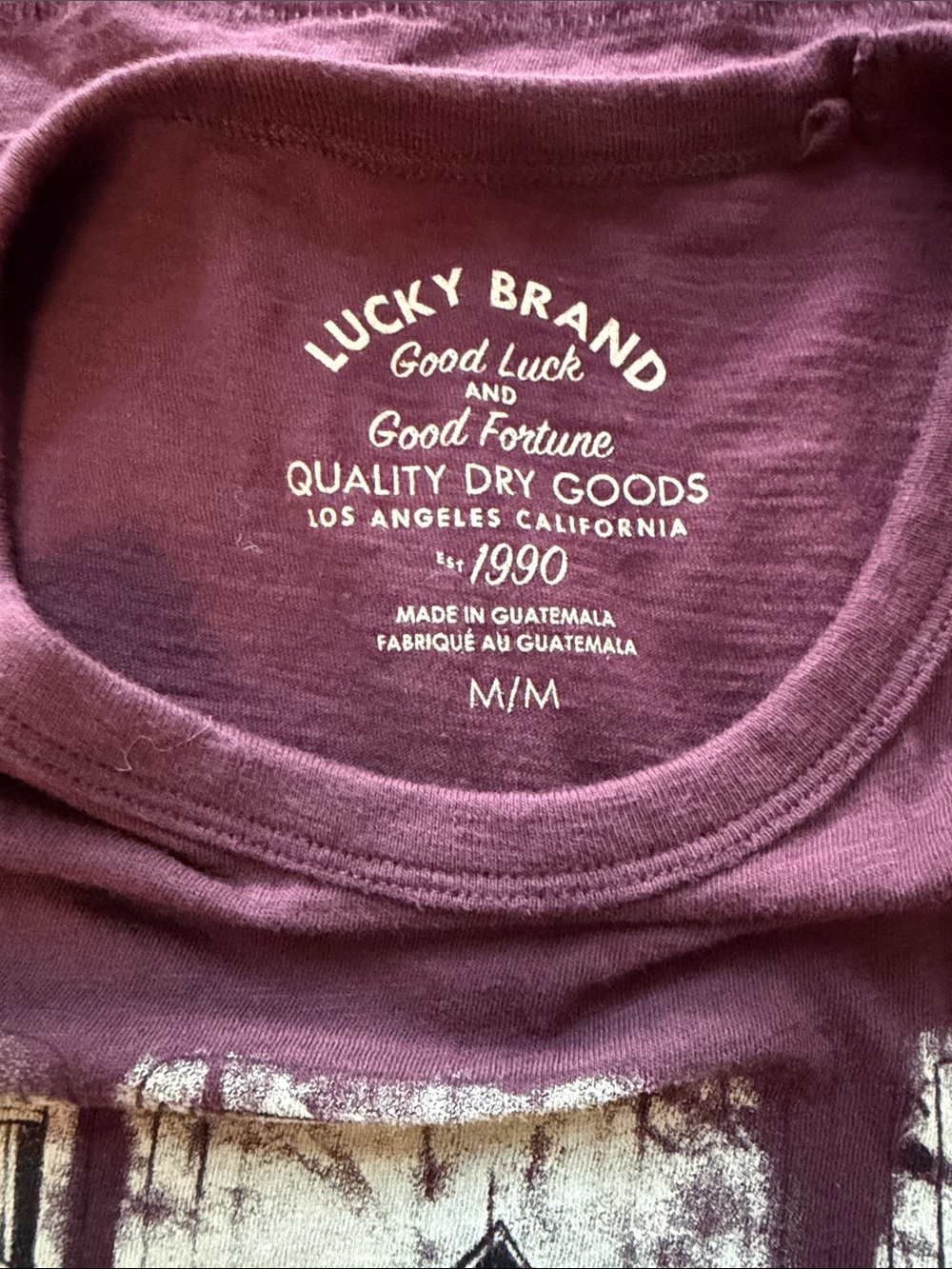 Lucky Brand Short-Sleeve Graphic Tee in Maroon with Playing Card Motif - Picture 3 of 4